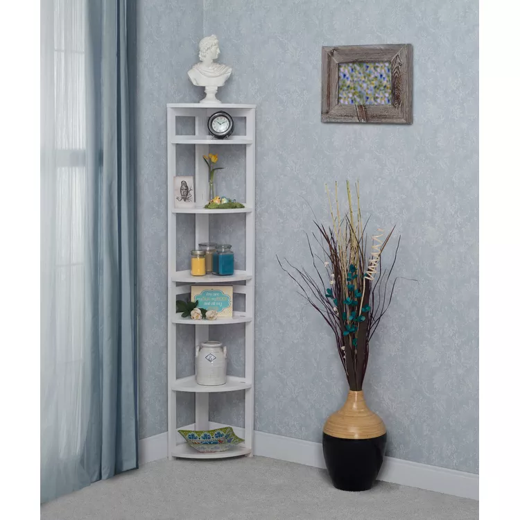 High Corner Folding Bookcase White 67 Foldable Space Saver - Regency Seating
