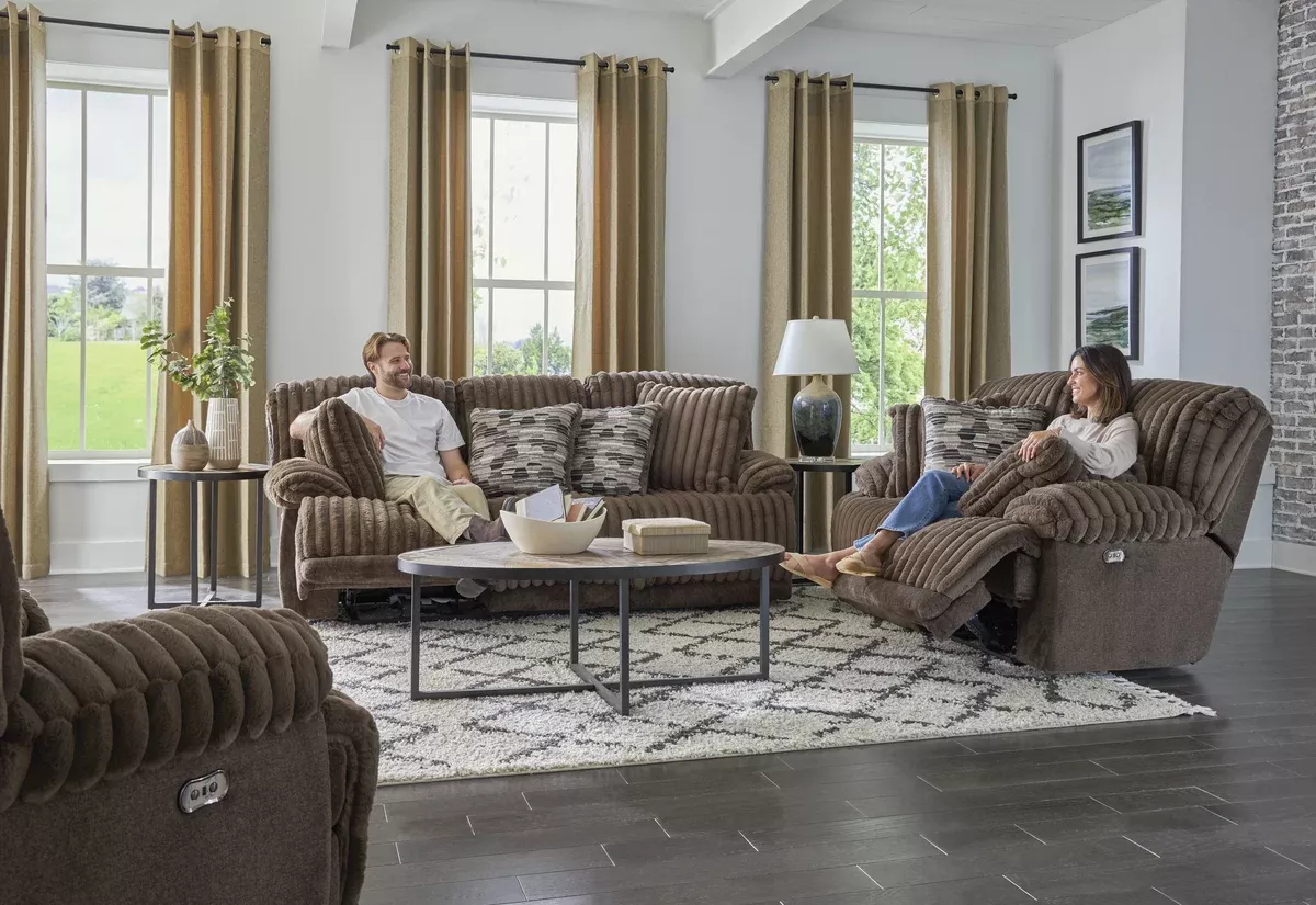 Hollifield Brown Reclining Sofa and Loveseat
