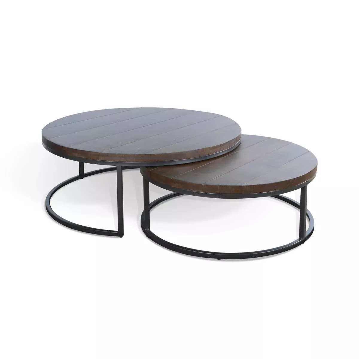 Homestead - Nesting Table Set With Metal Base - Dark Brown