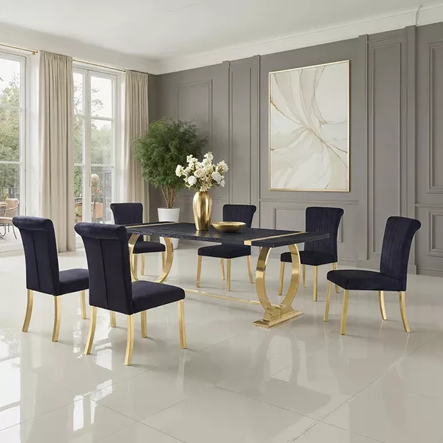 Horley - 80" Dining Table, Gold Frame