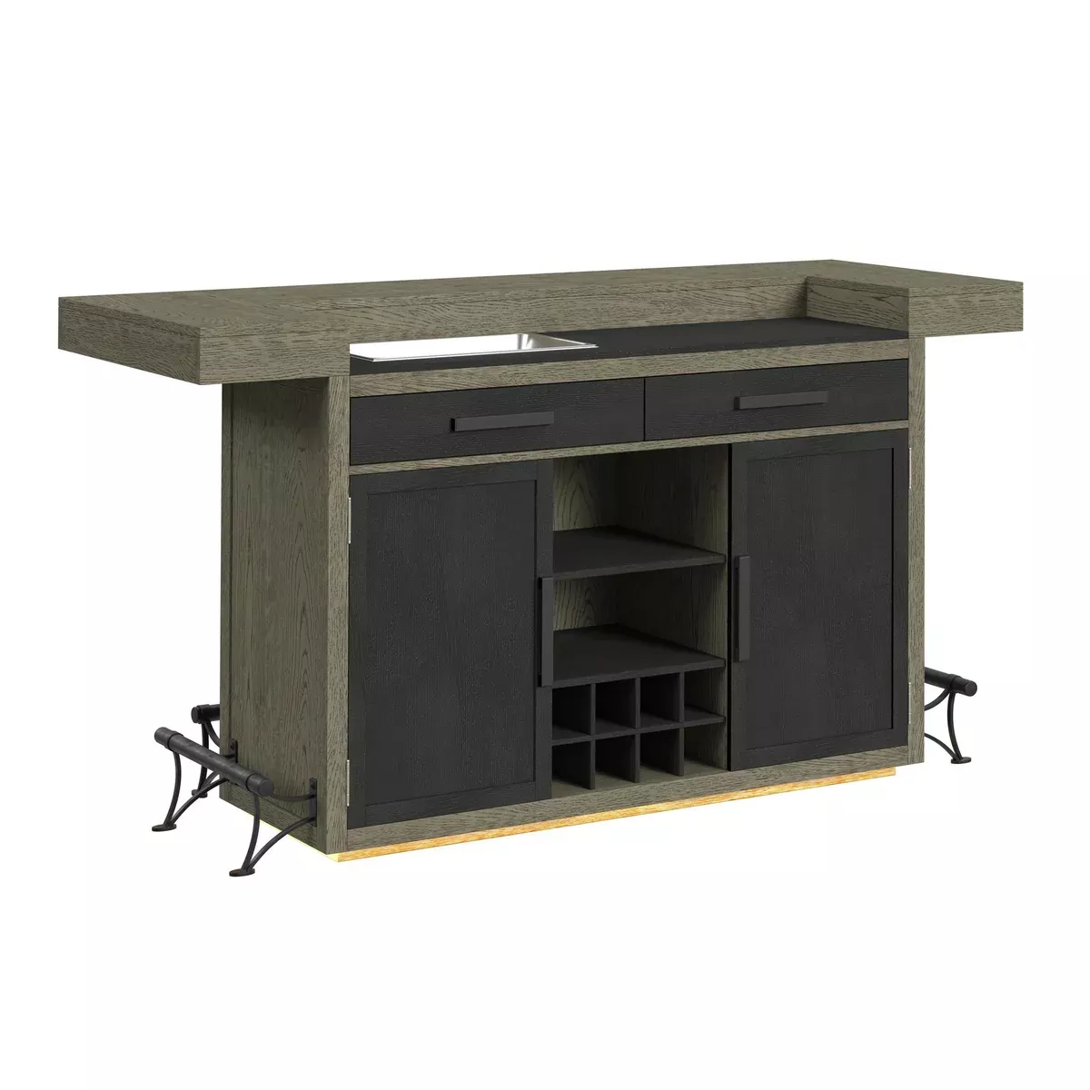 Jemma - Bar Table With Light - Gray And Dark Espresso