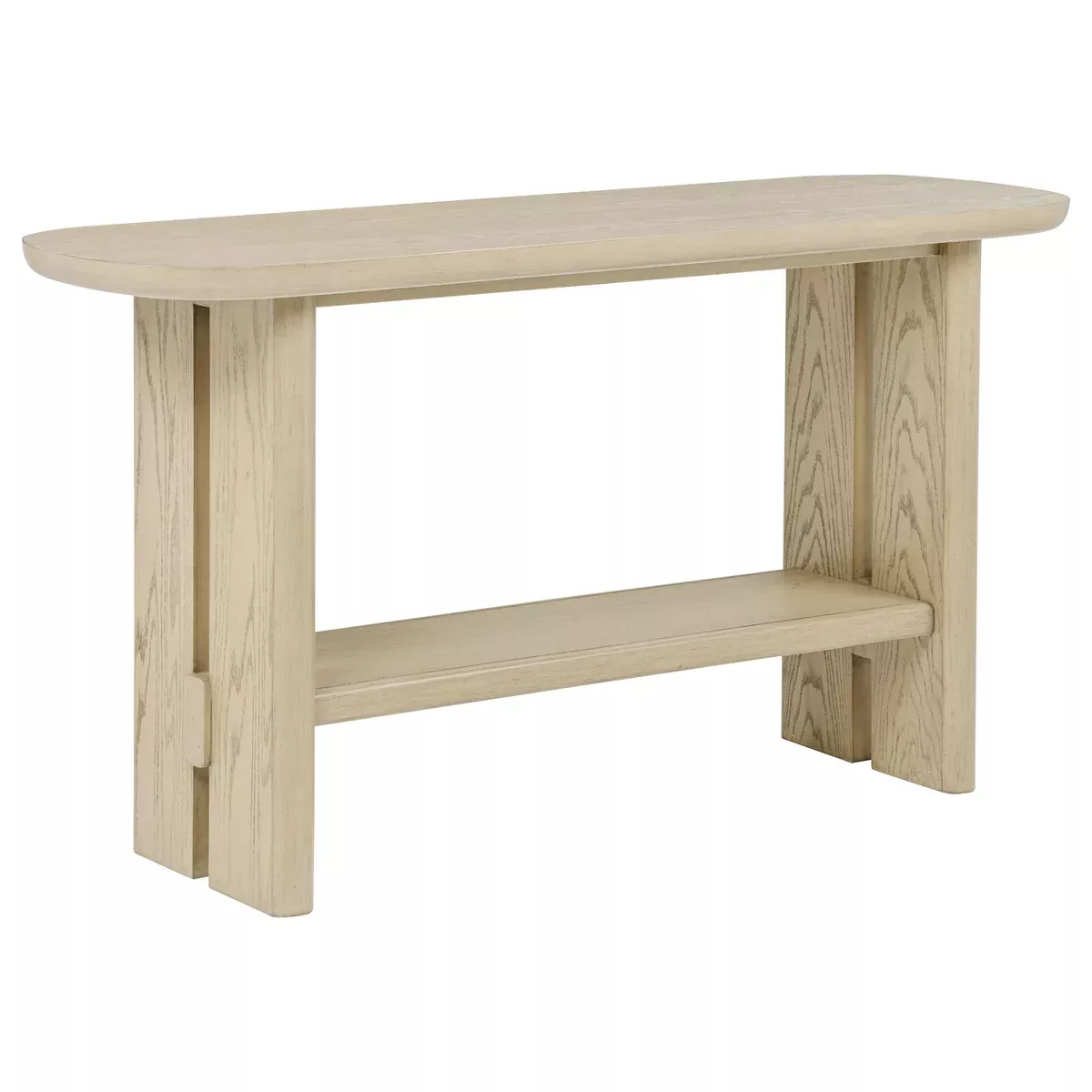 Kailani Coastal Sofa Console Table with Shelf Beige Oak