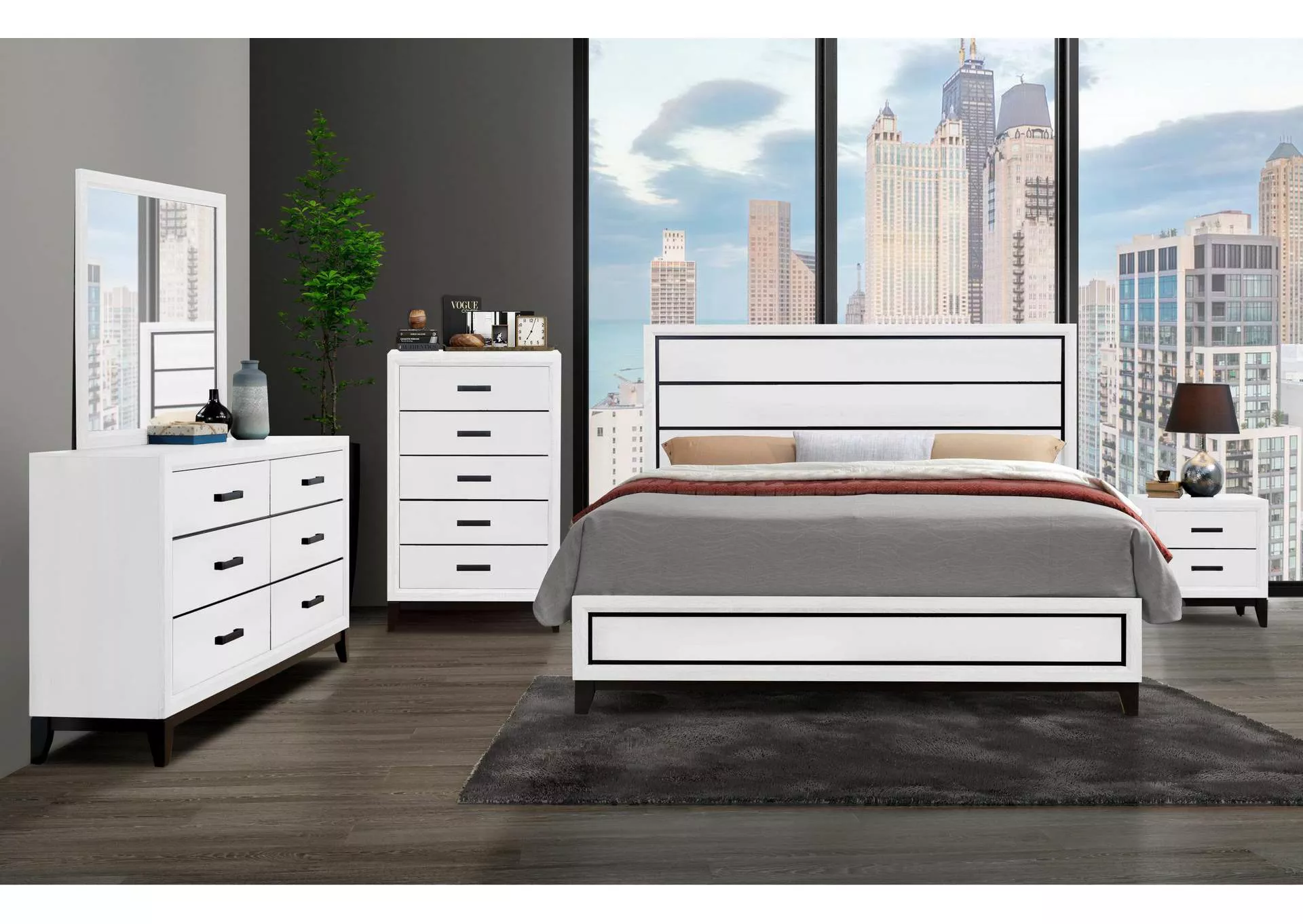 KATE WHITE QUEEN BED GROUP