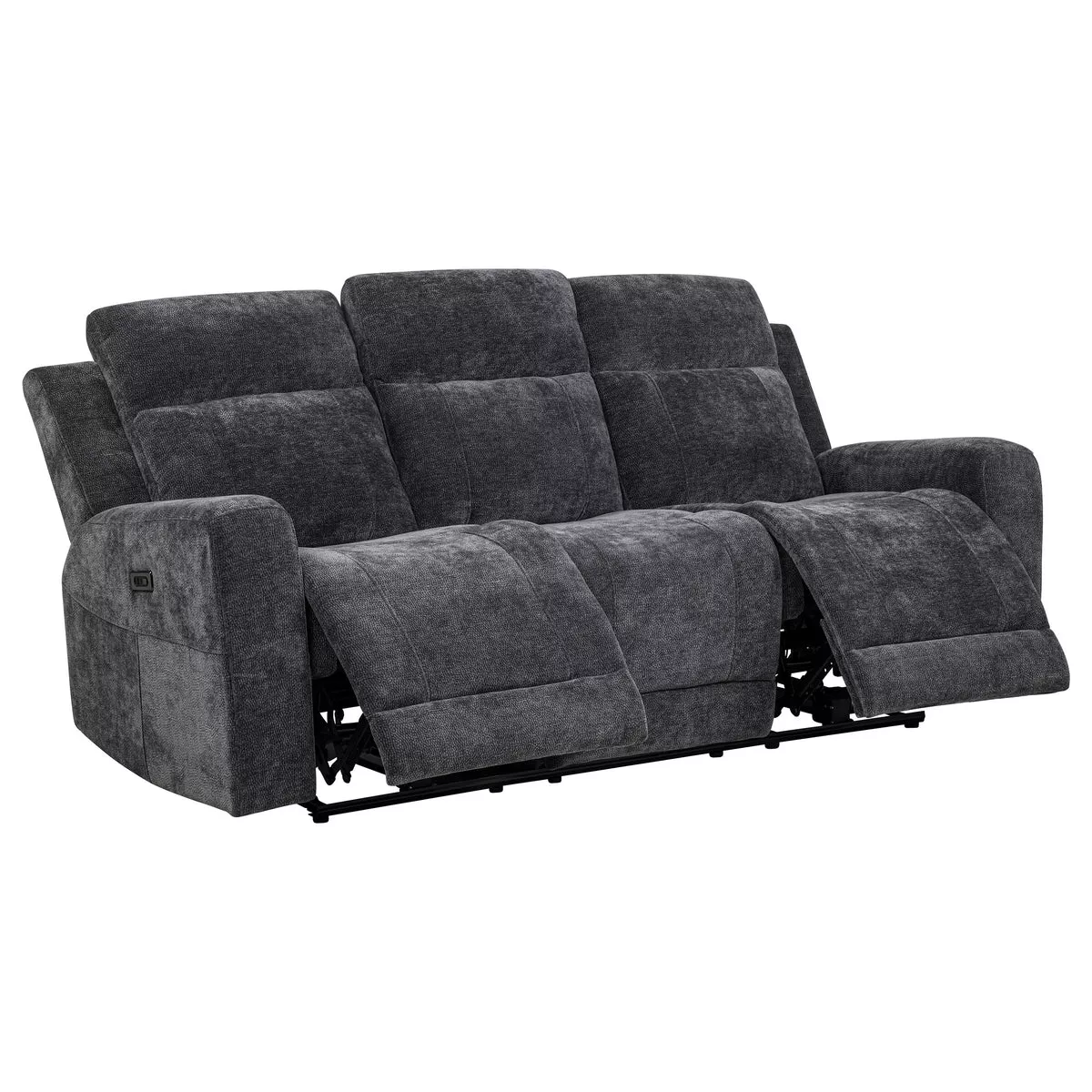 Kennett Chenille Upholstered Power Reclining Sofa Dark Grey