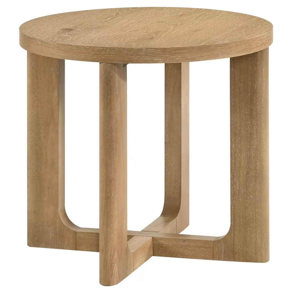 Kessler Round Sculptural Wood End Table Light Oak