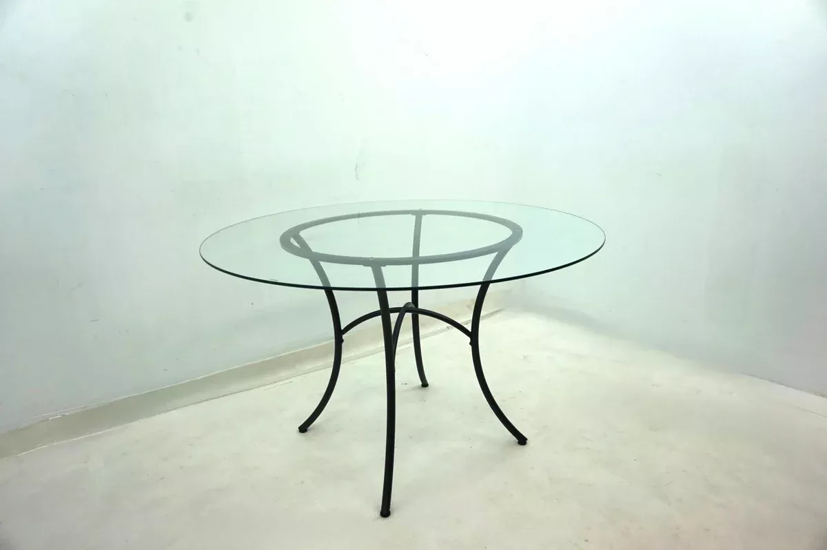 Kline 48-inch Round Glass Top Dining Table Matte Black