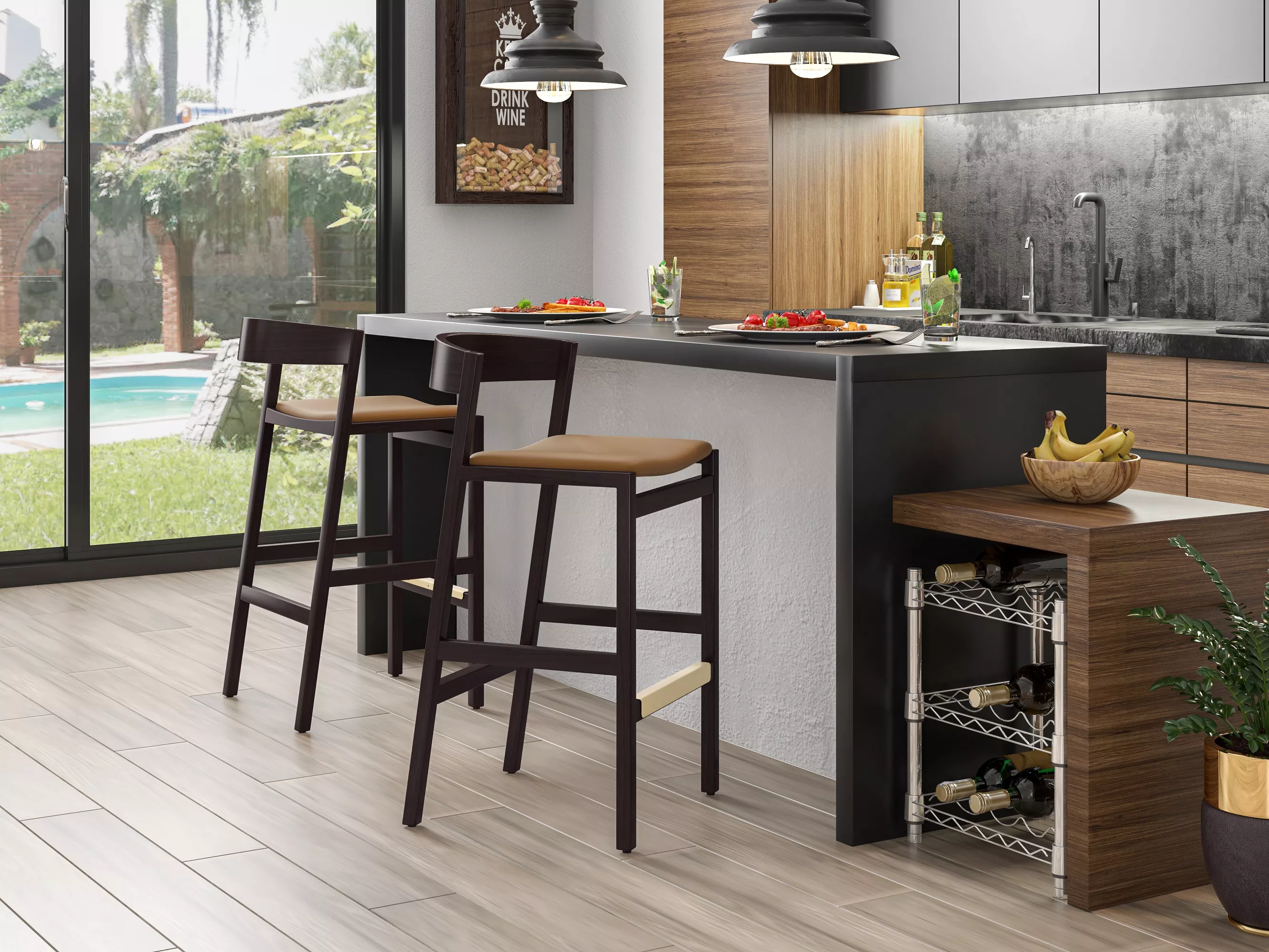 Klismos Tan Bar Stool