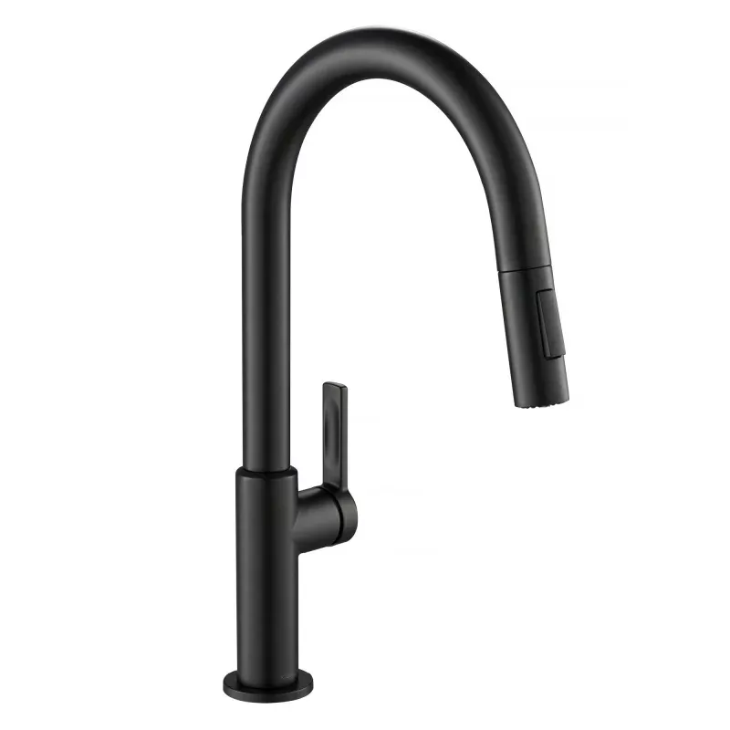 KRAUS Oletto Single Handle Pull-Down Kitchen Faucet in Matte Black