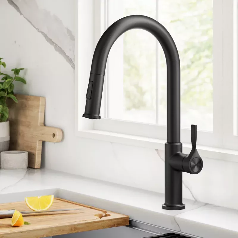 KRAUS Torak Single Handle Pull Down Kitchen Faucet in Matte Black