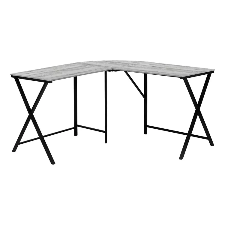 L Shape Computer Desk Corner Workstation Grey Black Modern