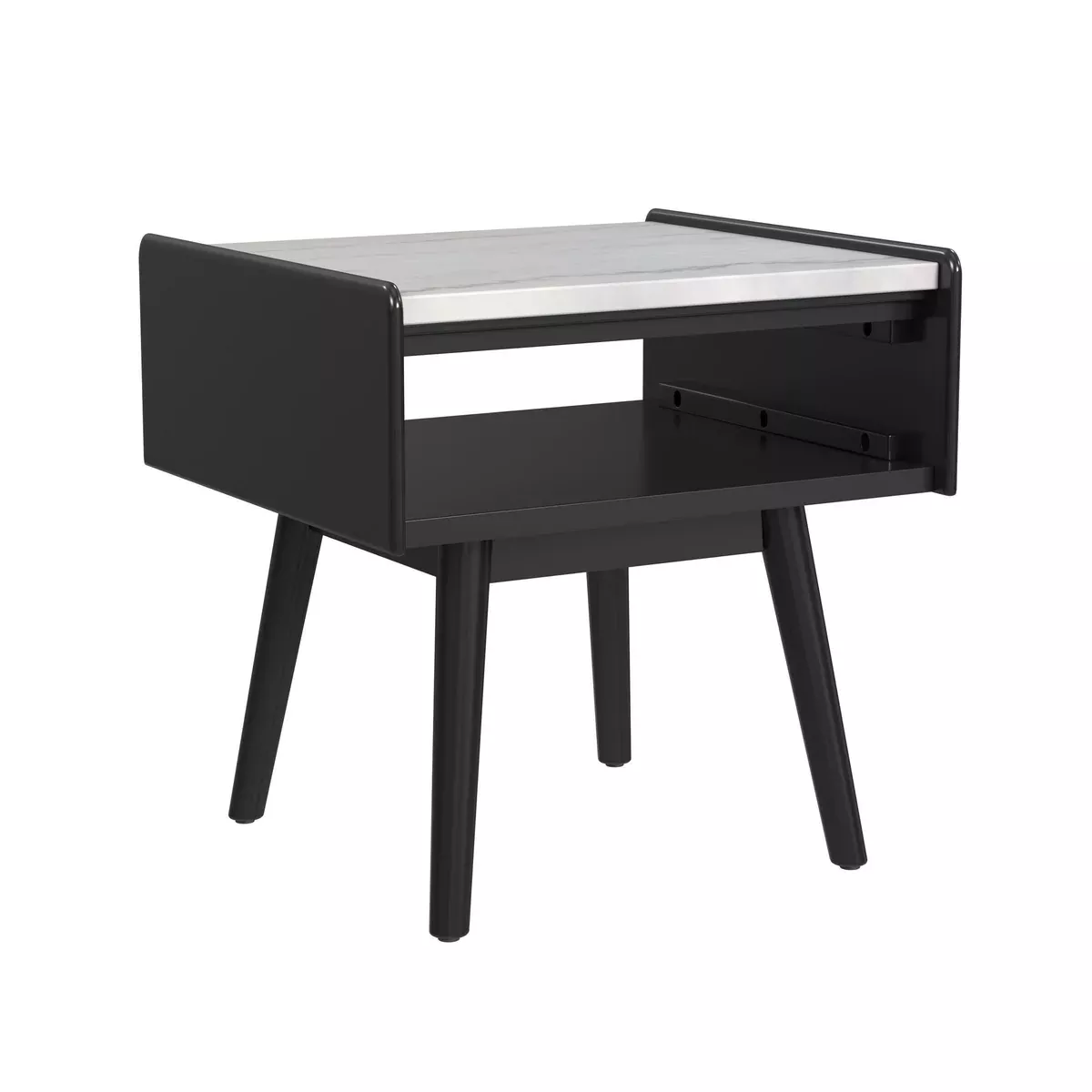Lanette - End Table With White Marble Top - Black
