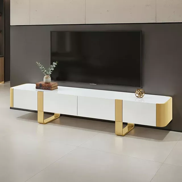 Larvik - TV Stand White w/ Gold Frame