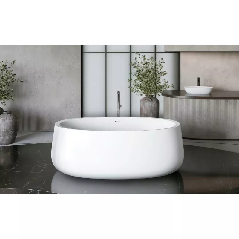 Leah Premium White Freestanding Solid Surface Bathtub