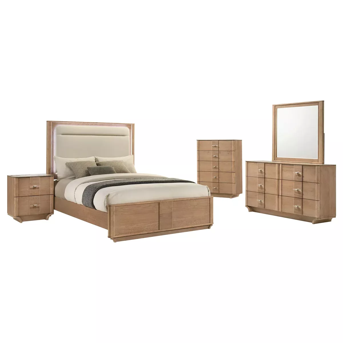 Leanne 5-piece Queen Bedroom Set Light Oak
