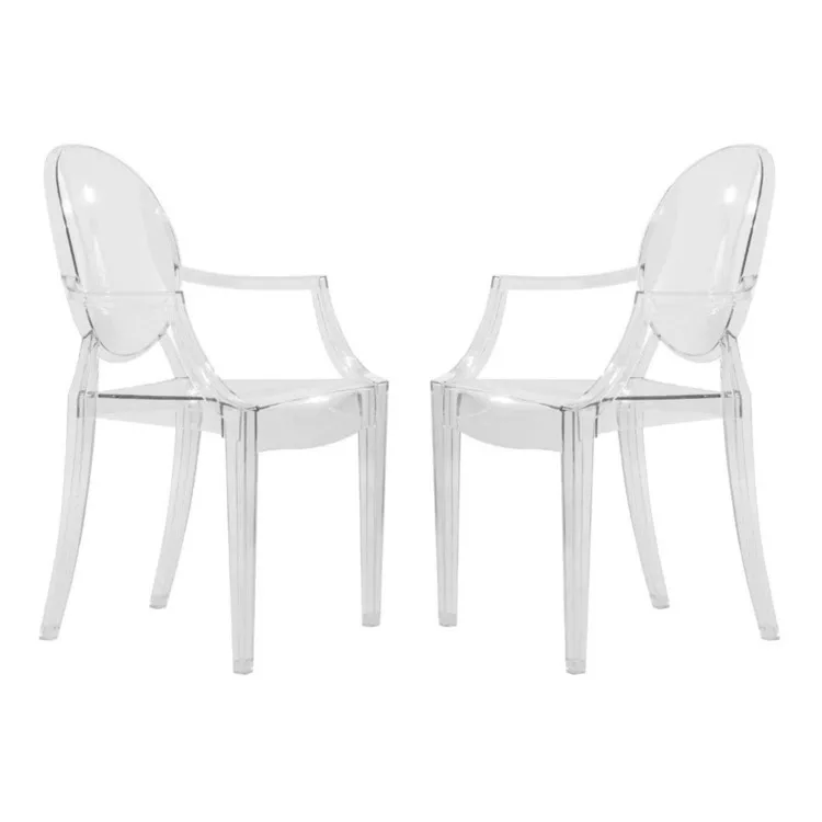 LeisureMod Modern Acrylic Chairs - Set of 2 - Carroll