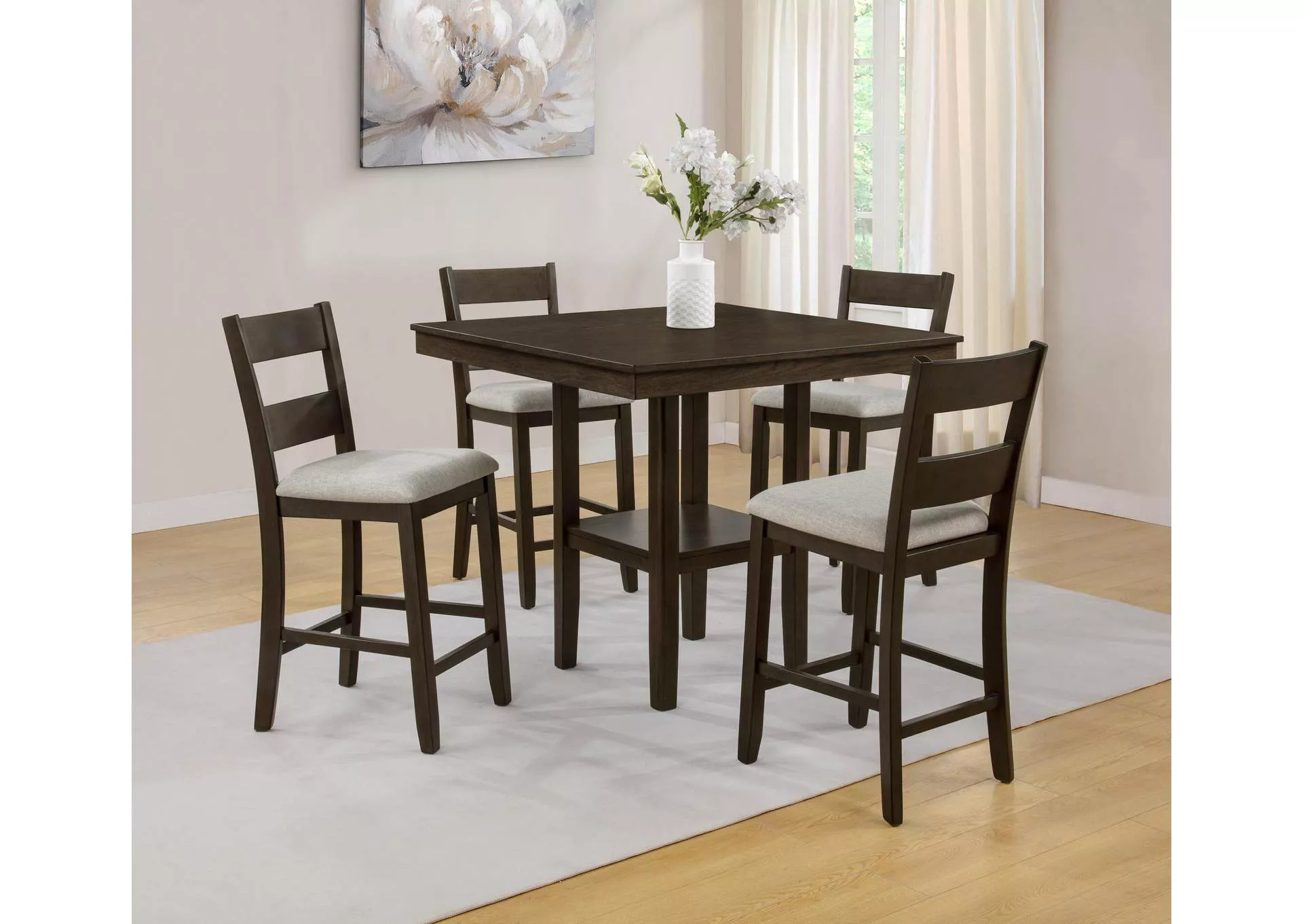 LESTER 5-PACK COUNTER HEIGHT TABLE SET - BROWN