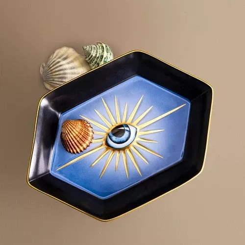 Lito Vide Poche Hexagonal Eye Blue Tray by L'Objet