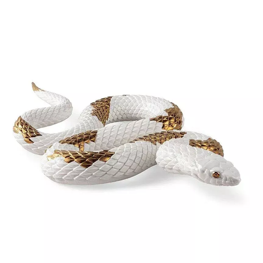 Lladro Snake White Copper Figurine 01009683