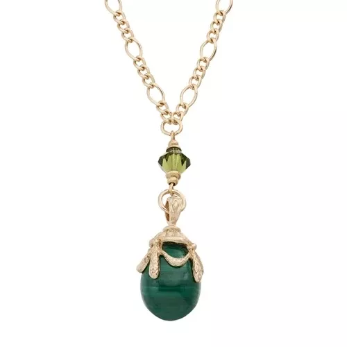 Malachite Egg Pendant Necklace by Olivia Riegel