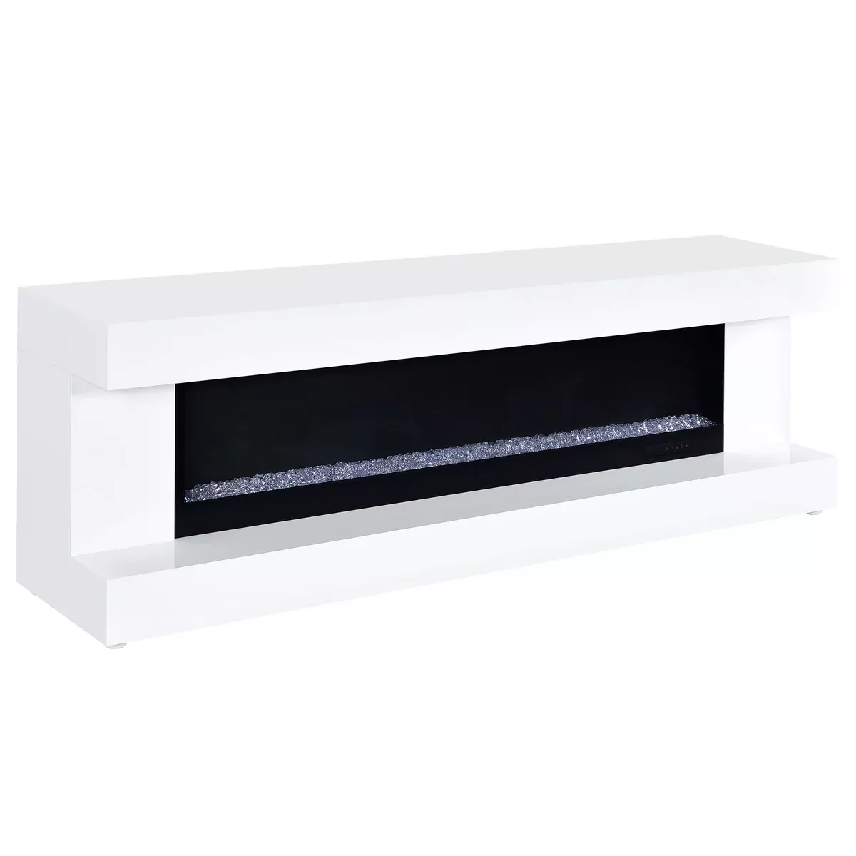 Mallory TV Stand Fireplace Console Bluetooth Speaker White High Gloss