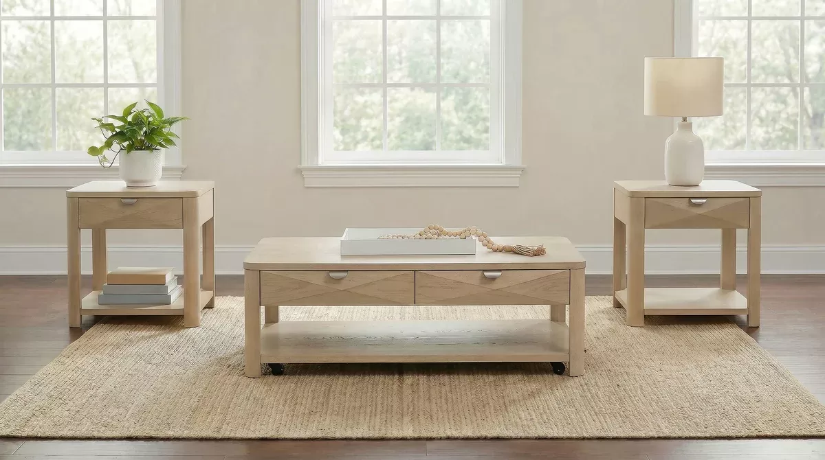 Marcelo 3-piece Coffee Table Set with Storage Light Elm