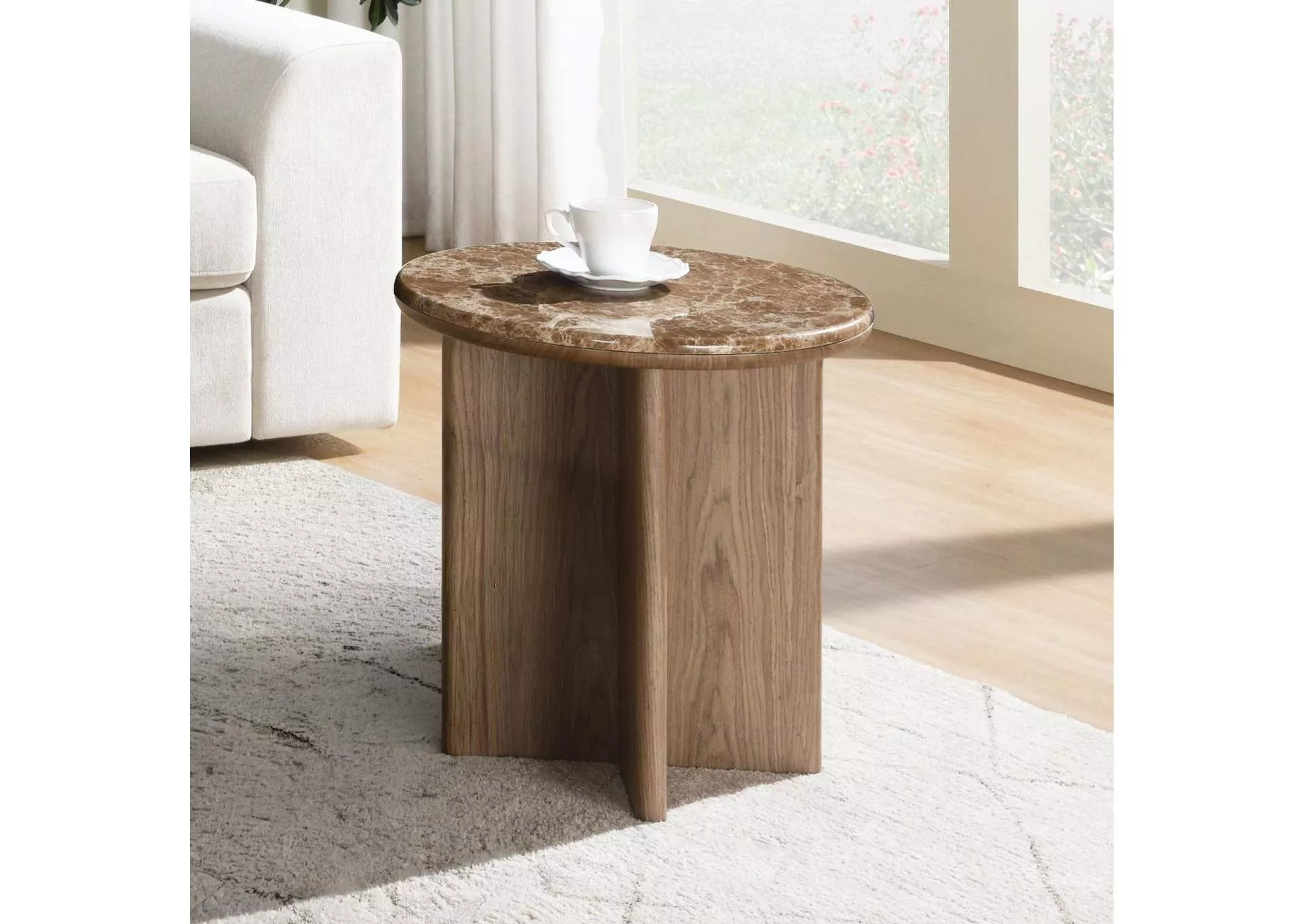 Markku End Table with Natural Marble