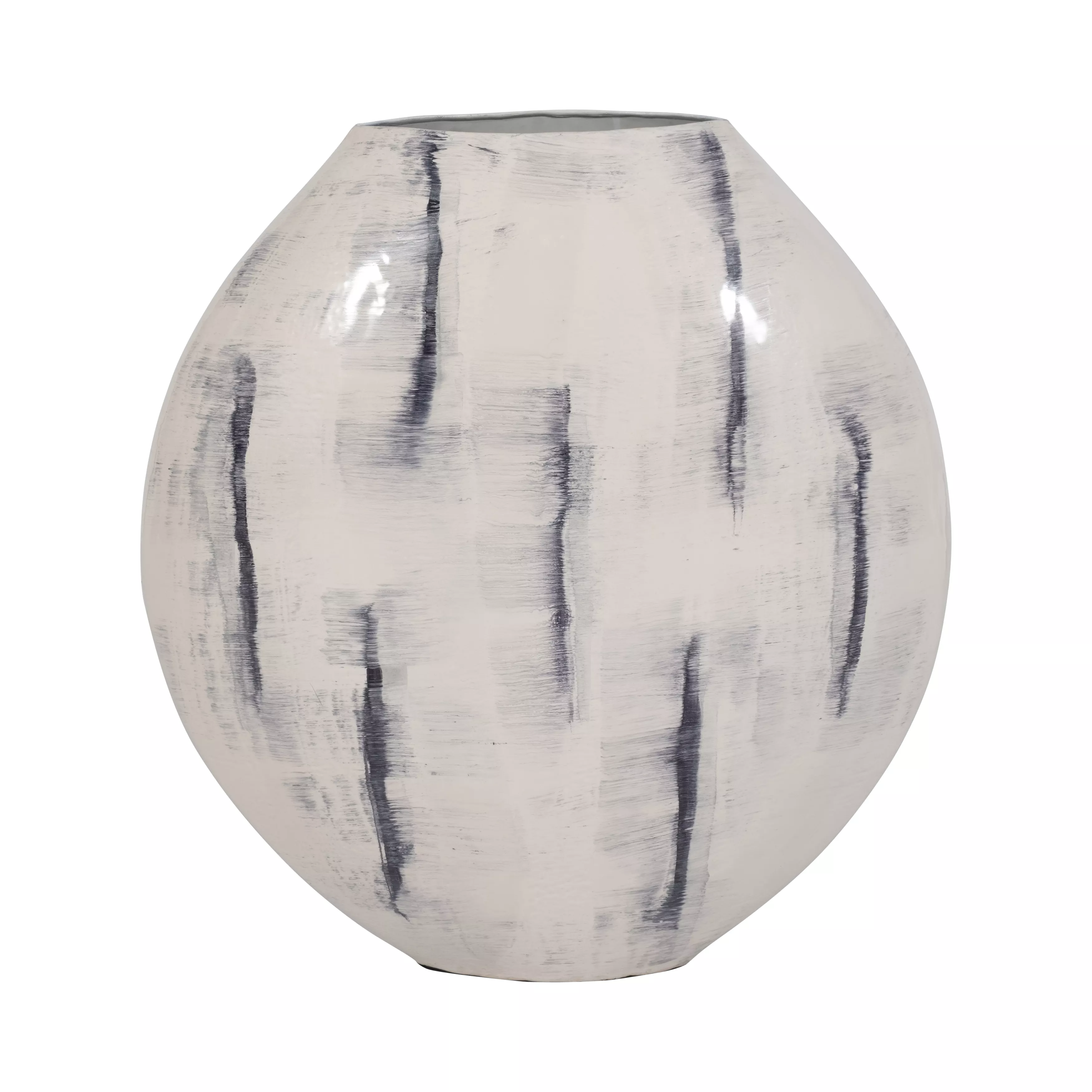 Metal 20" Enameled Round Vase