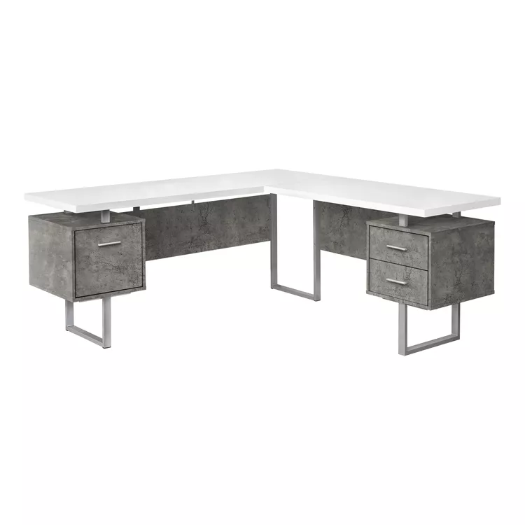 Modern L Shape Computer Desk Corner Setup Storage Drawers