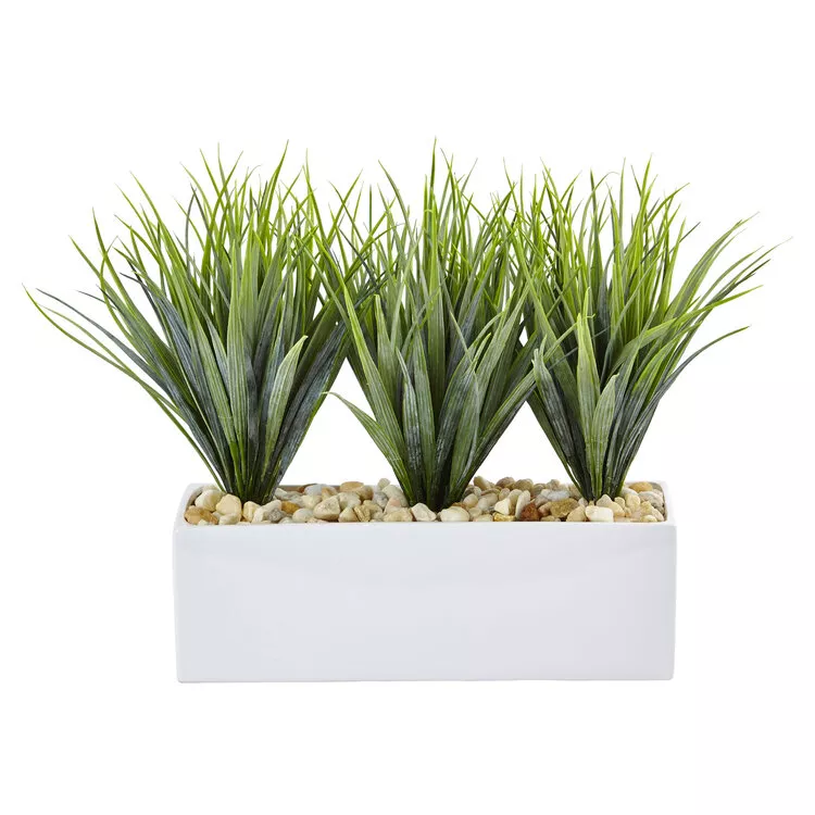 Nearly Natural Vanilla Grass in Rectangular Planter