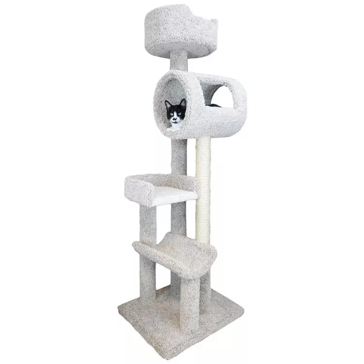 New Cat Condos Solid Wood Cat Climbing Tower - Kitty Condo & Scratching Post
