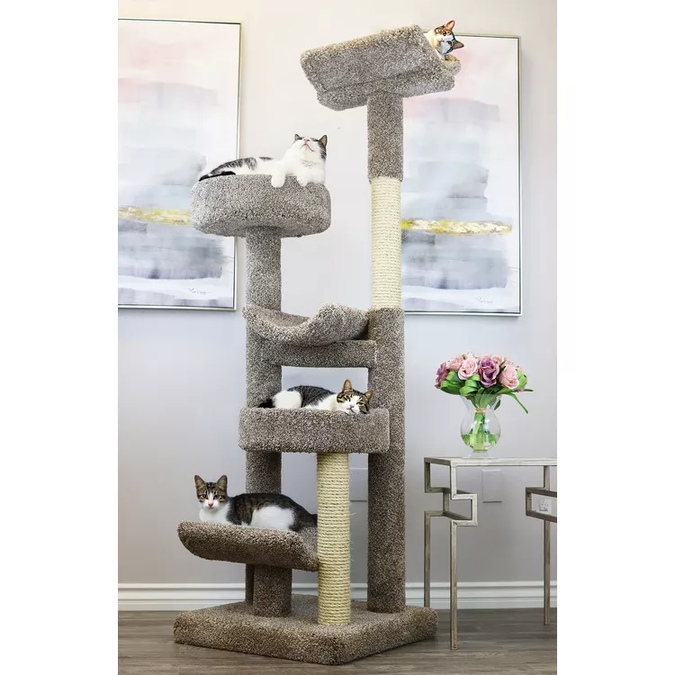 New Cat Condos Staggered Cat Tree - Multi-Level Cat Condo & Playtower