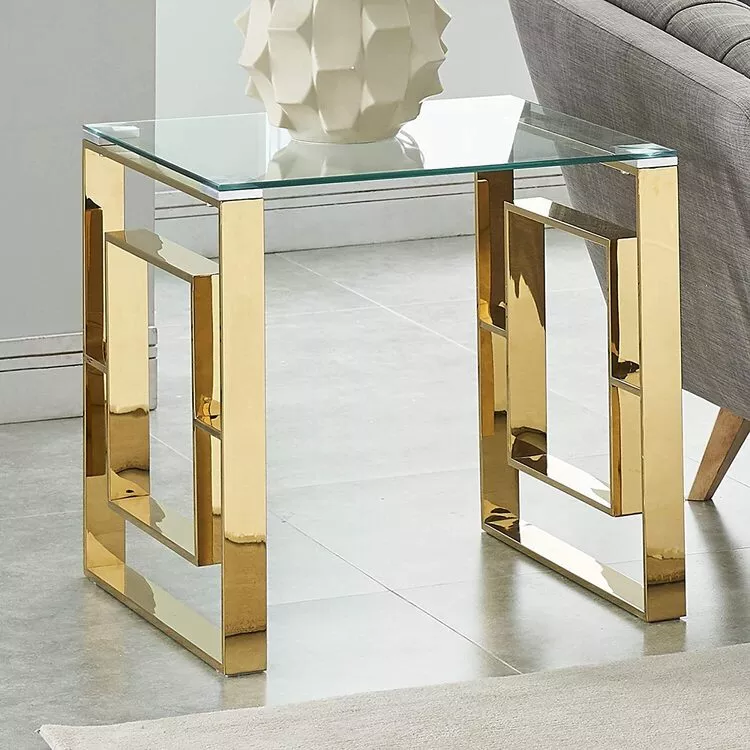 !nspire Gold & Glass Accent Table - Contemporary Side Table
