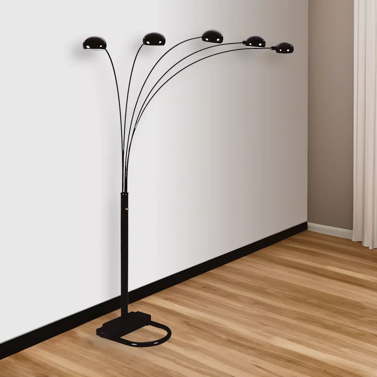 PEACOCK SHADE FLOOR LAMP BLACK