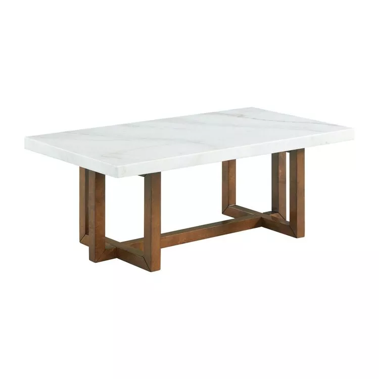Picket House White Marble Coffee Table - Rectangular Living Room Table