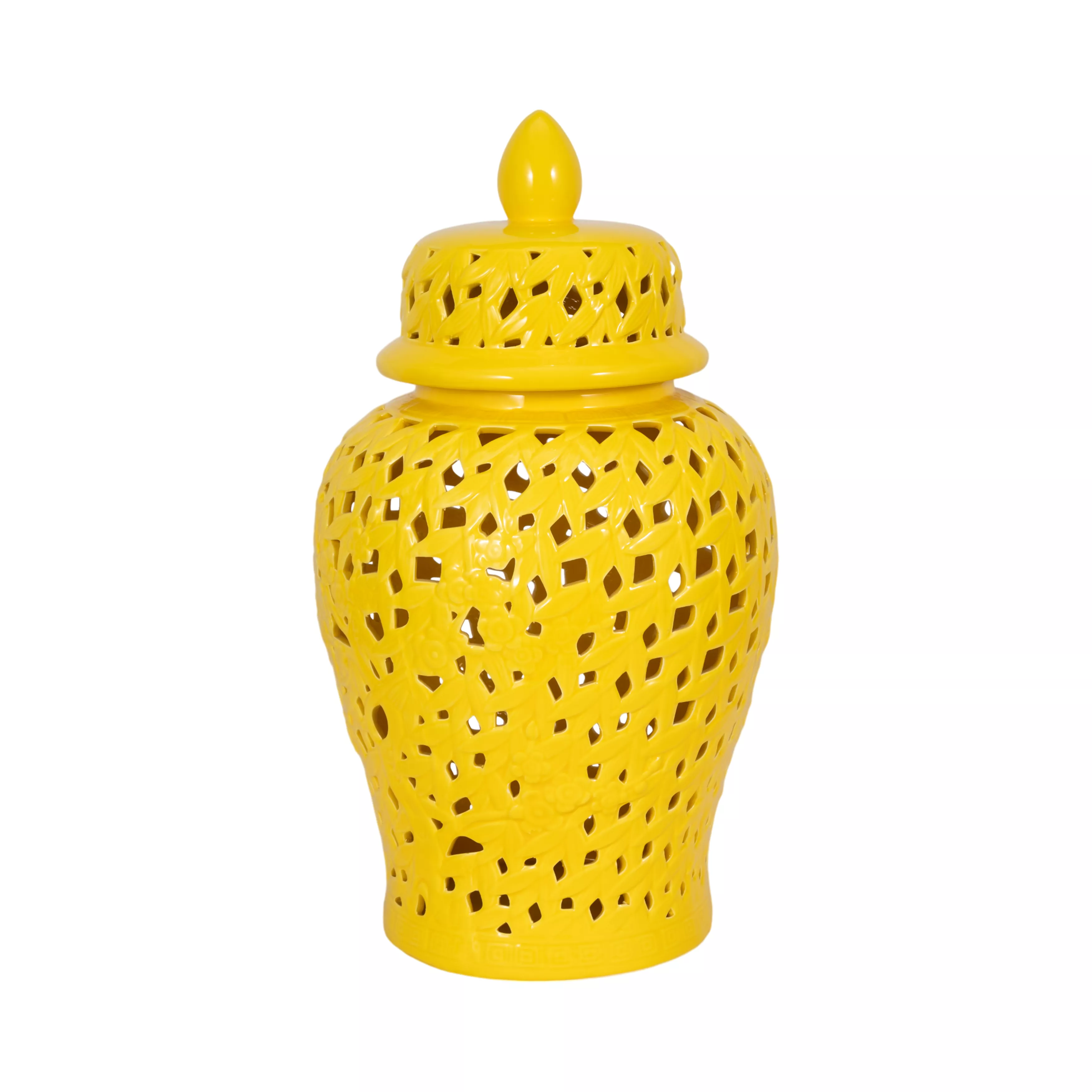 Pierced Yellow Temple Jar 24"