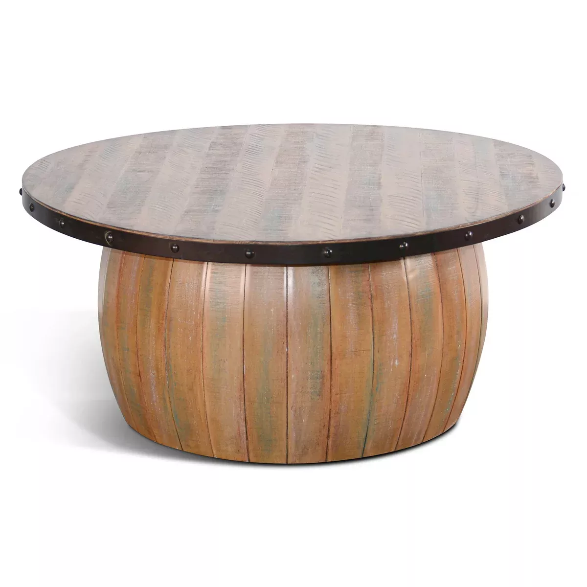 Planked Wood Round Table