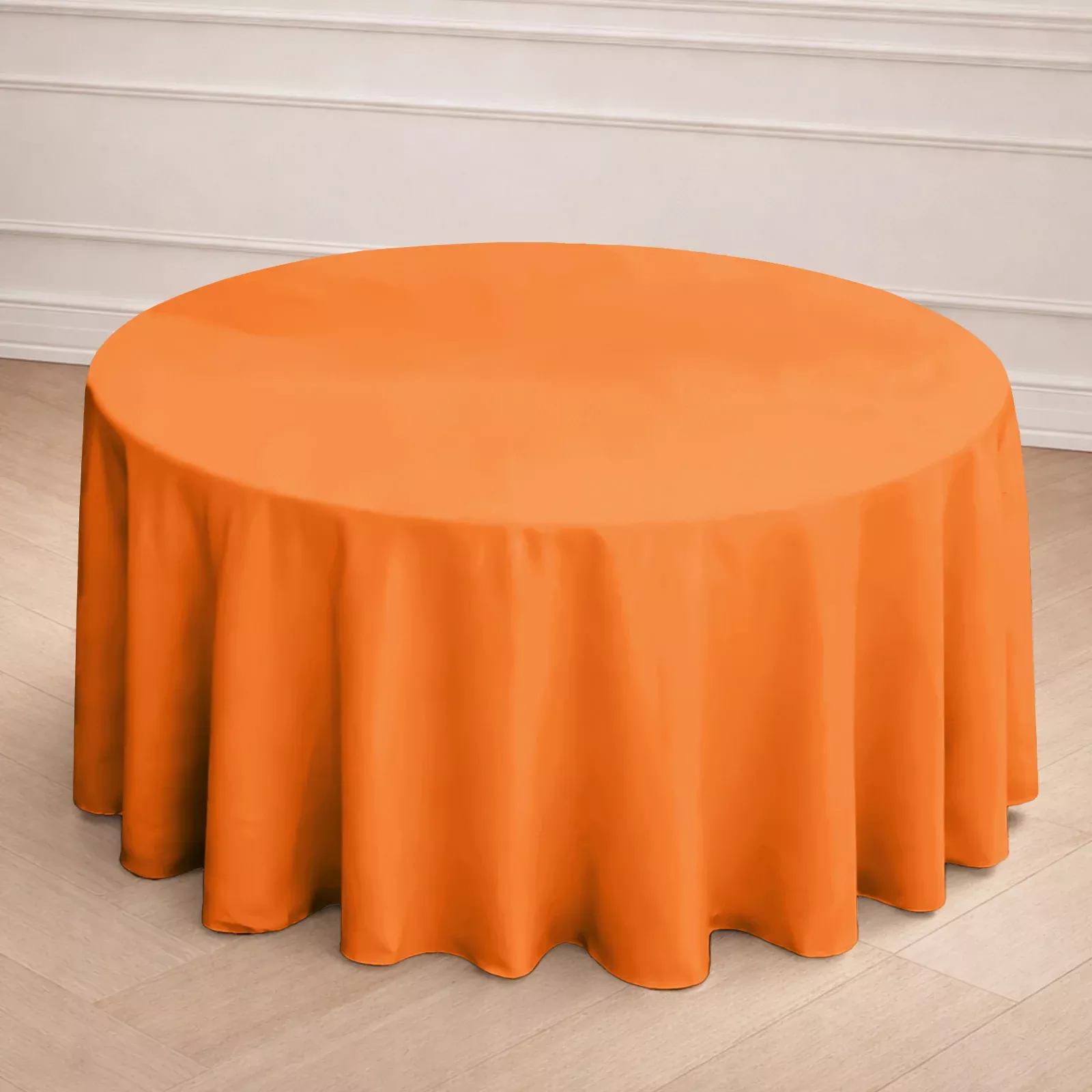 Polyester 120" Round Tablecloth Orange - Seamless Wrinkle-Resistant Table Cover