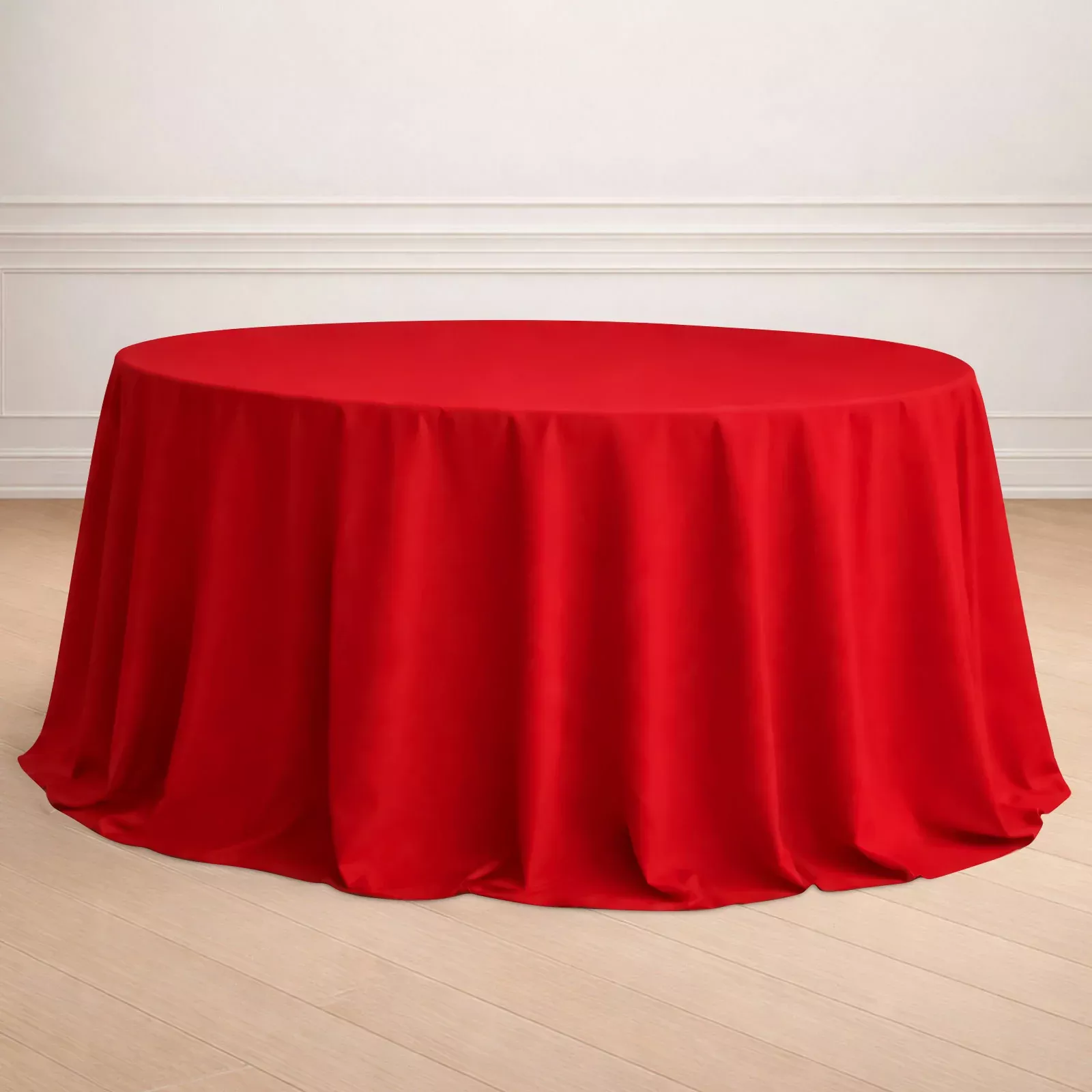 Polyester 132" Round Tablecloth Red - Seamless Chic Table Cover
