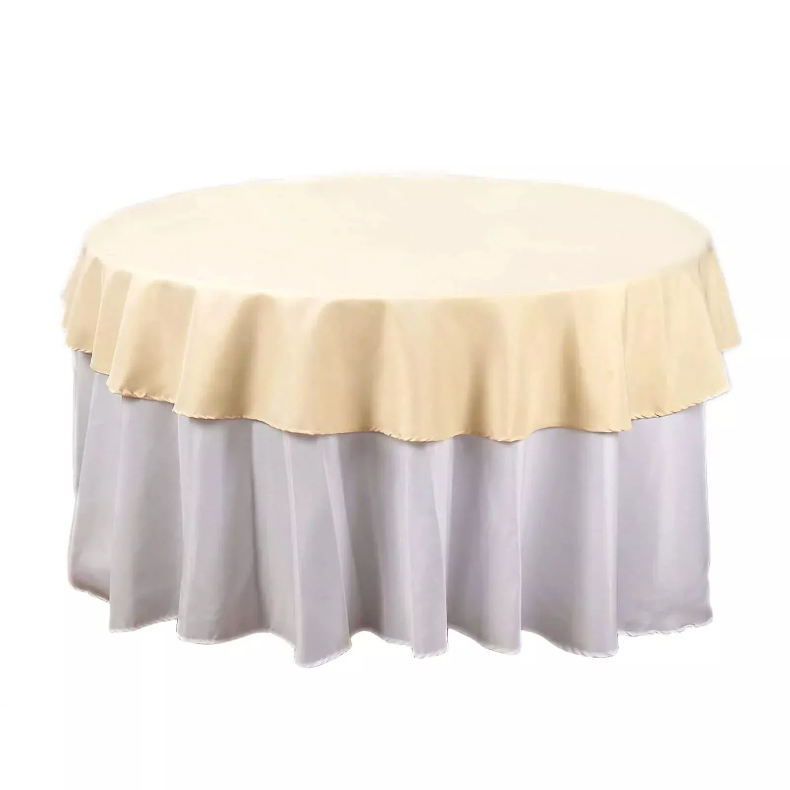 Polyester 70" Round Tablecloth Beige - Durable & Wrinkle-Resistant Table Cover