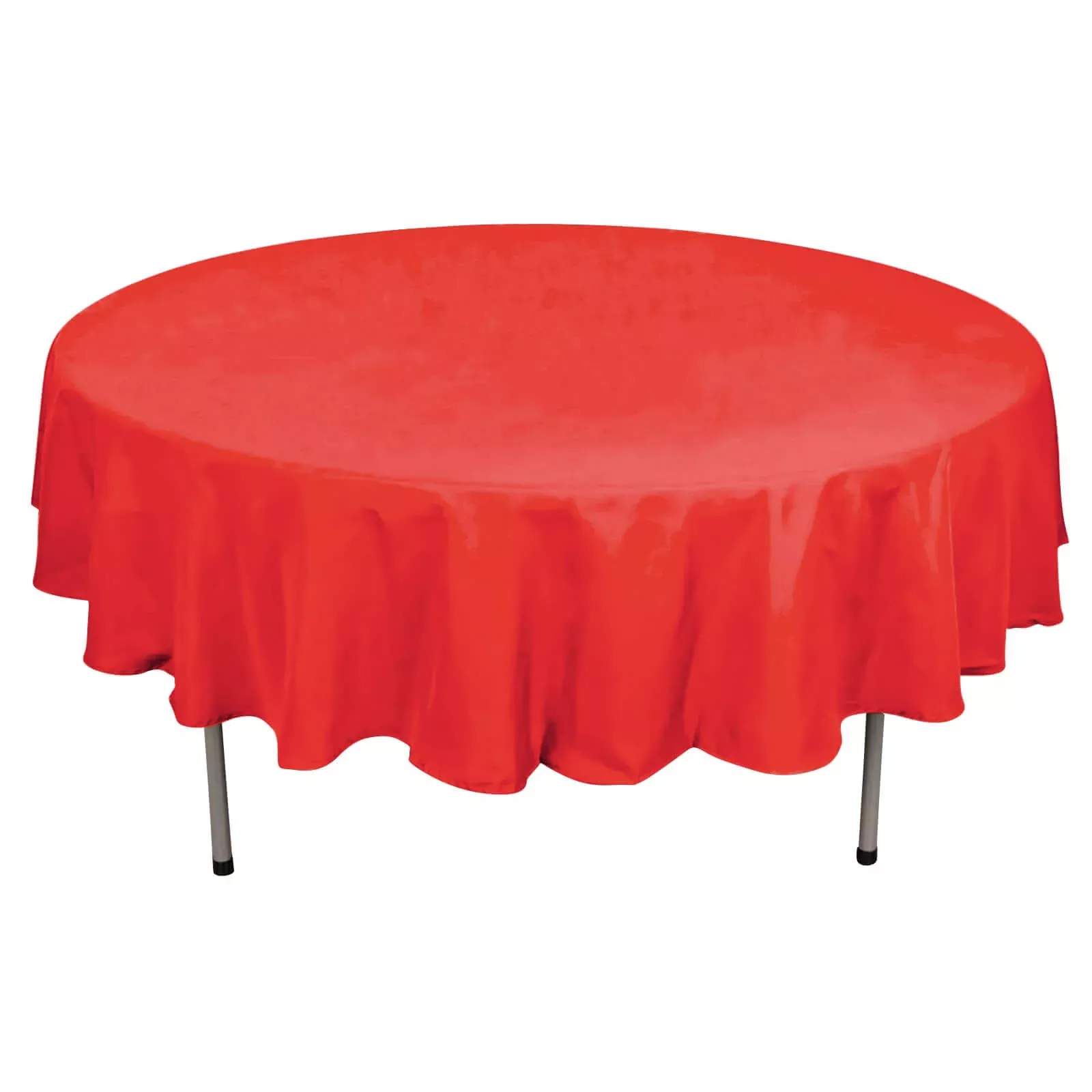Polyester 90" Round Tablecloth Red - Stain & Wrinkle-Resistant Table Cover