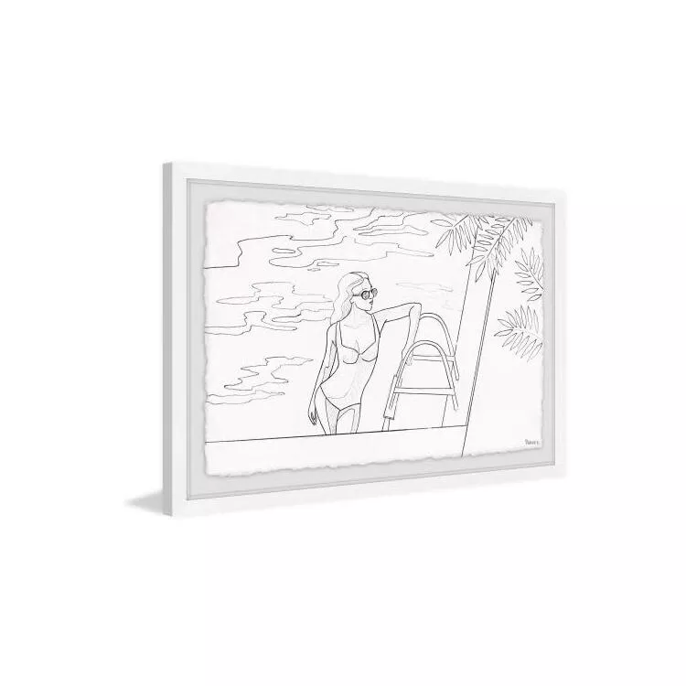 Pool Corner Framed Painting Print