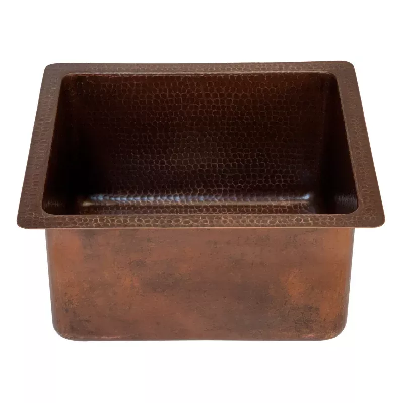 Premier Copper Products 16" Gourmet Rectangular Hammered Copper Bar/Prep Sink