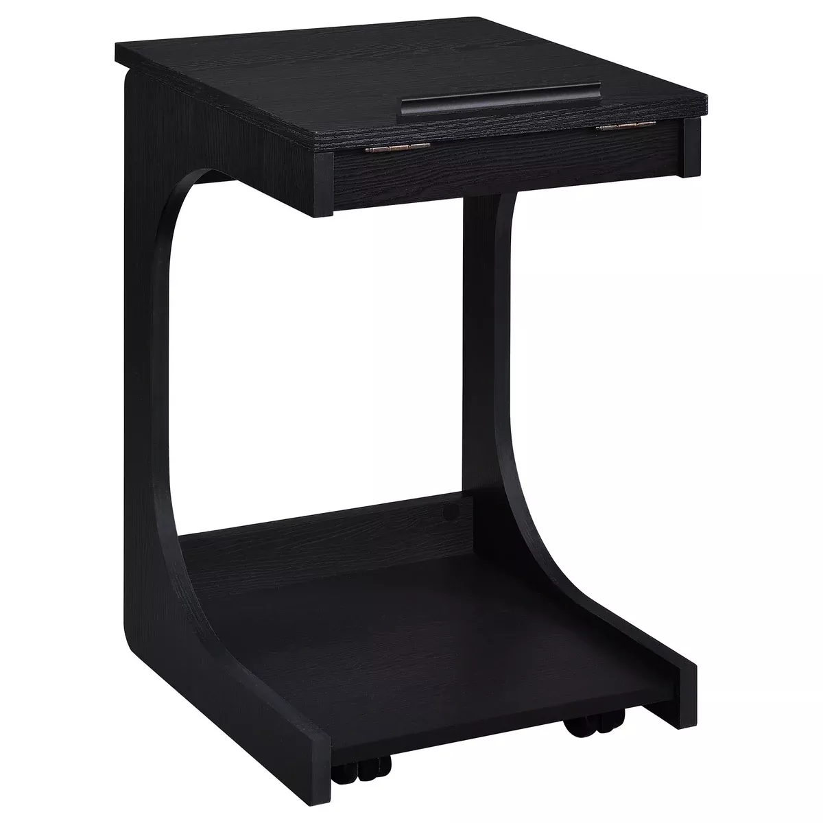 Ralston C-Shaped Lift-Top Sofa Side Table With Casters Black