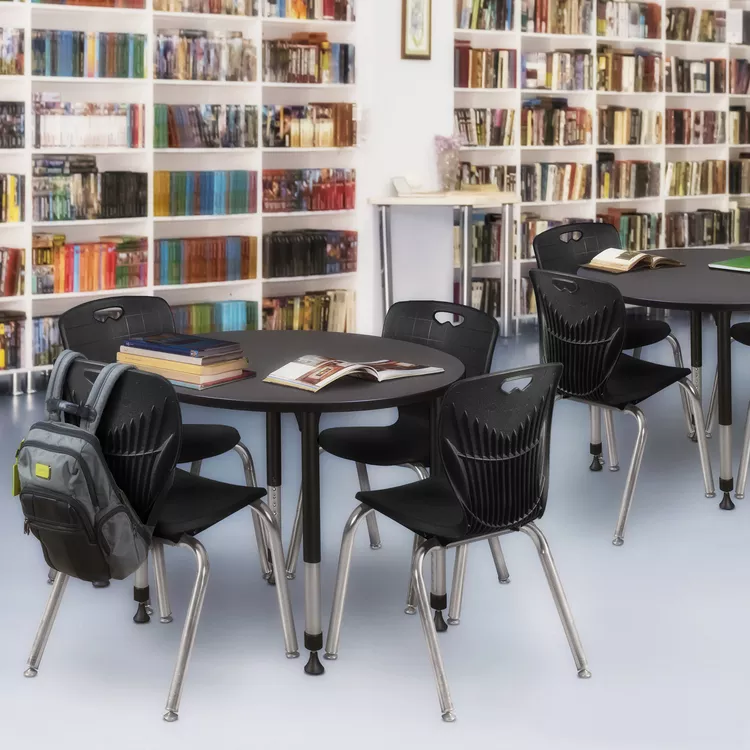 Regency Kee 30" Round Height Adjustable Mobile Classroom Table - Grey