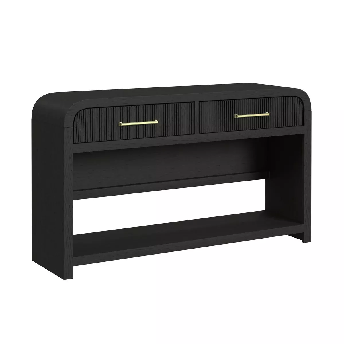 Ridgemont - Sofa Table With Bottom Shelf - Black With Grain