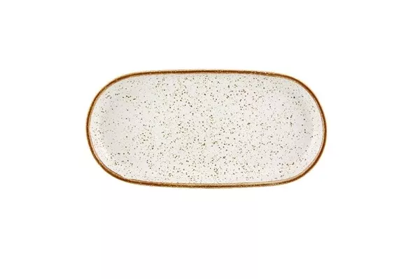 Rustic Blend White Stoneware Oval Serving Platter, 11" by Casa Alegre