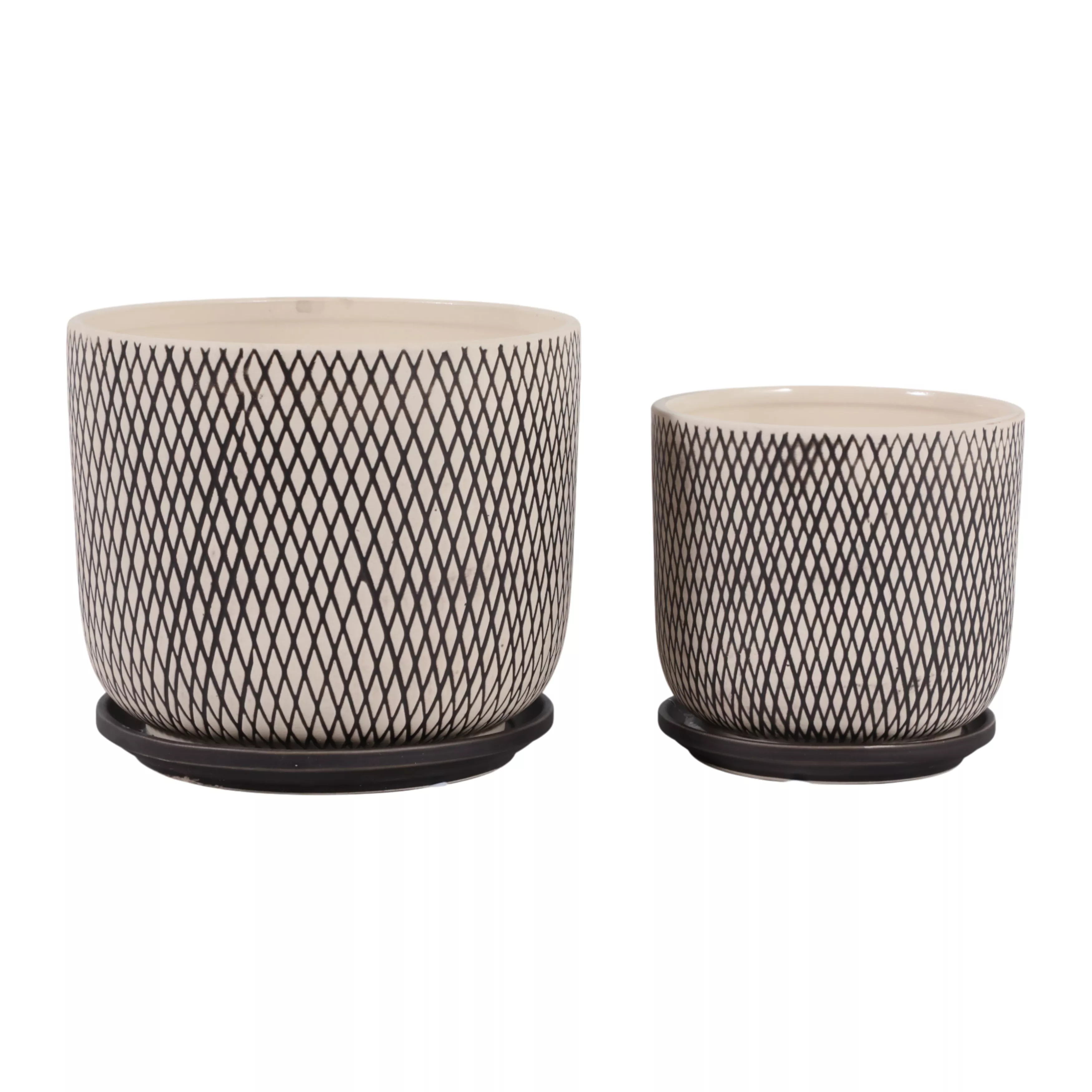 S/2 Mesh Look Saucer Planters