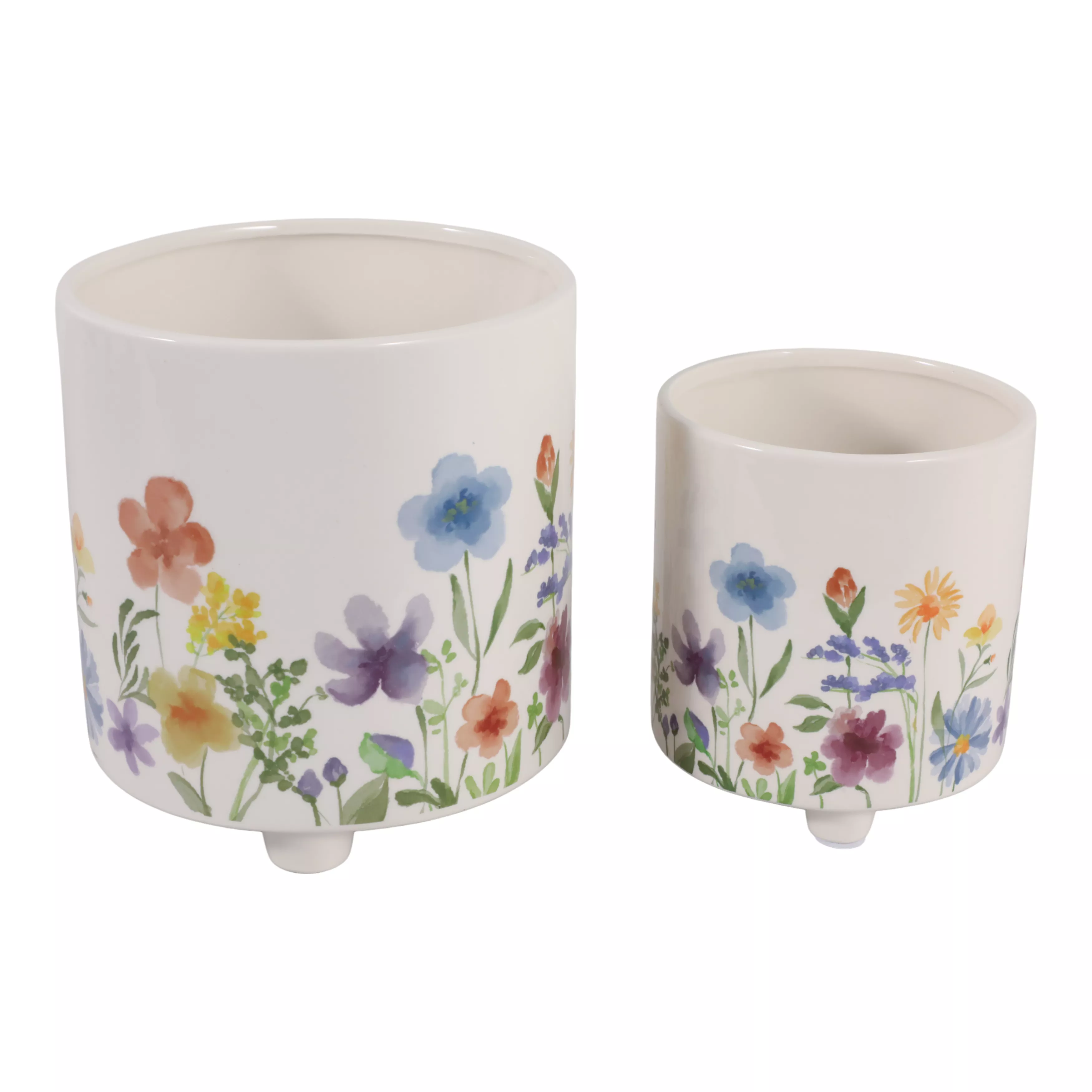 S/2 Wildflowers Footed Planter