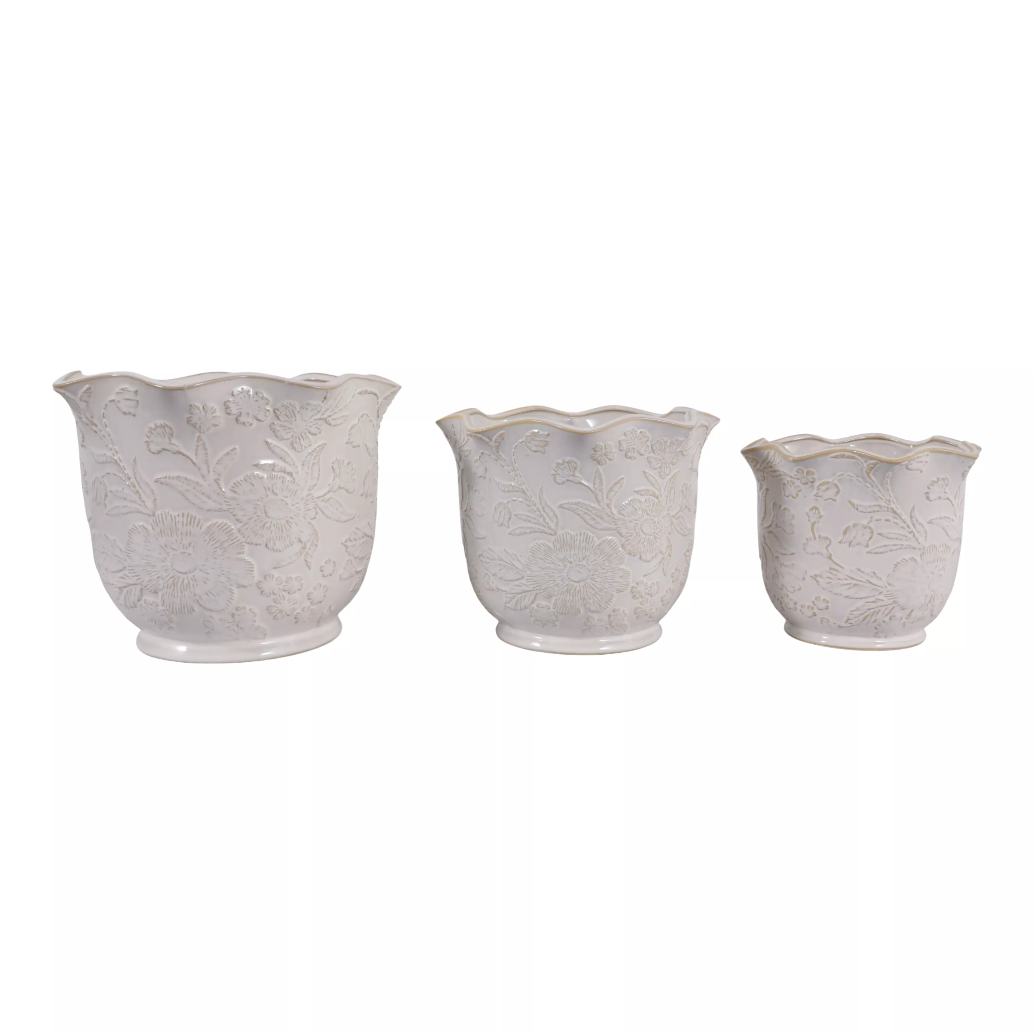 S/3 Floral Ruffle Planters