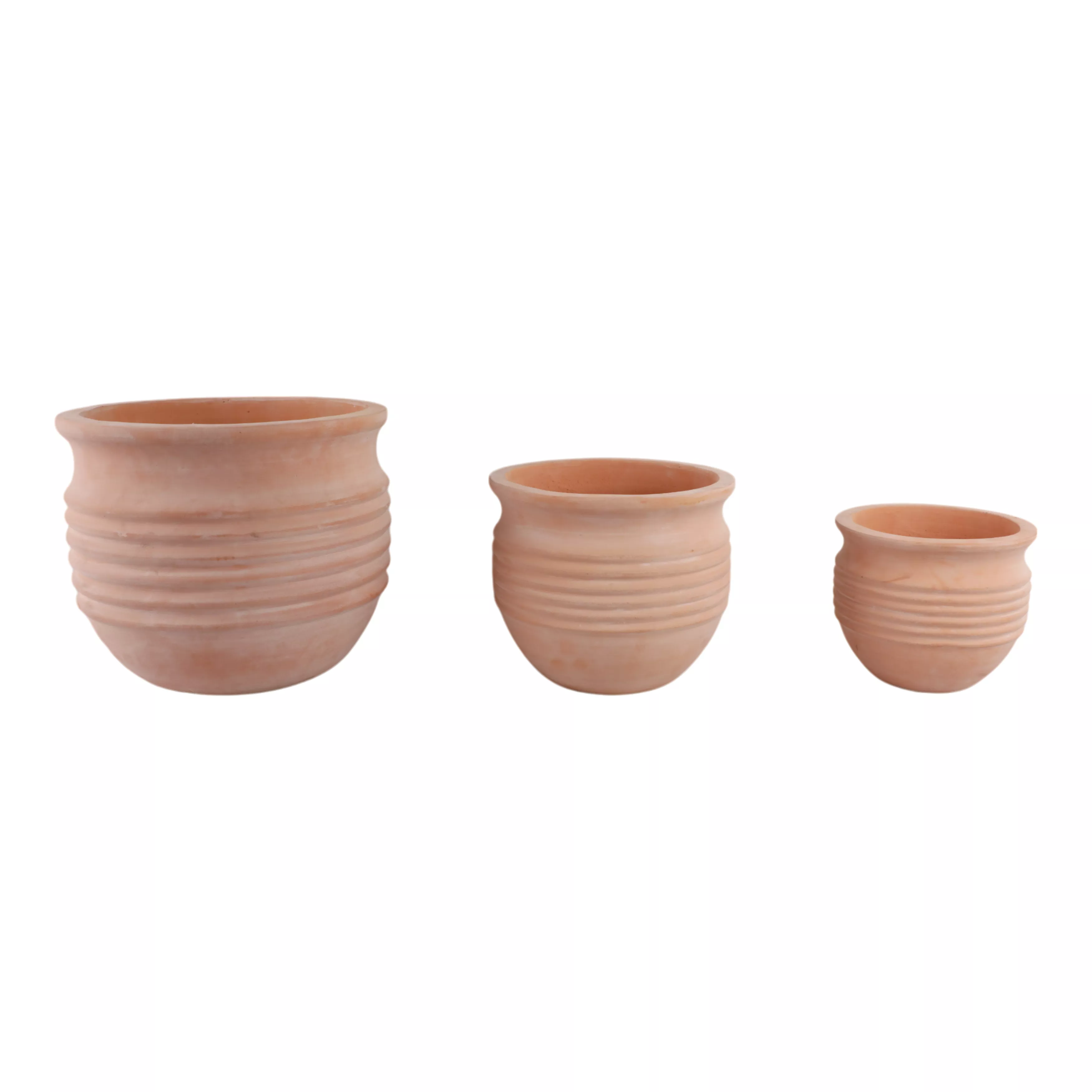 S/3 Terracotta Ribbed Pots